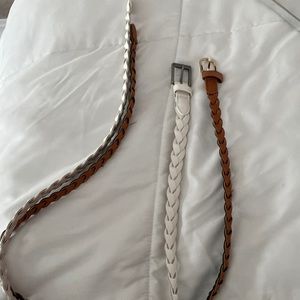 2 Brand New Braided Skinny Belts
